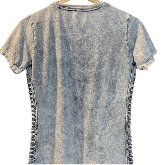 Affliction Roadie Split T Shirt Women's Size Small with Tieup Back. Fun Flirty - Picture 5 of 11